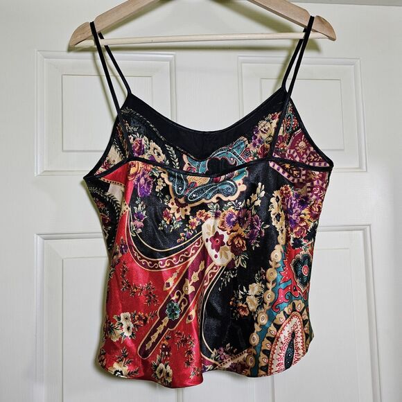 Inner Most Women's Satin Top Colorful Boho Velvet Trim Size Medium - Picture 7 of 9